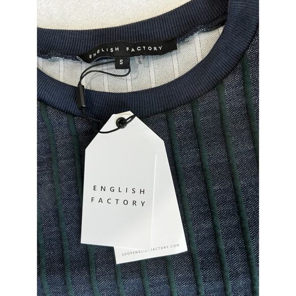 $82 English Factory Navy Blue White Combo Layered Shirt Sweater Top Preppy Sz-S - Picture 8 of 10